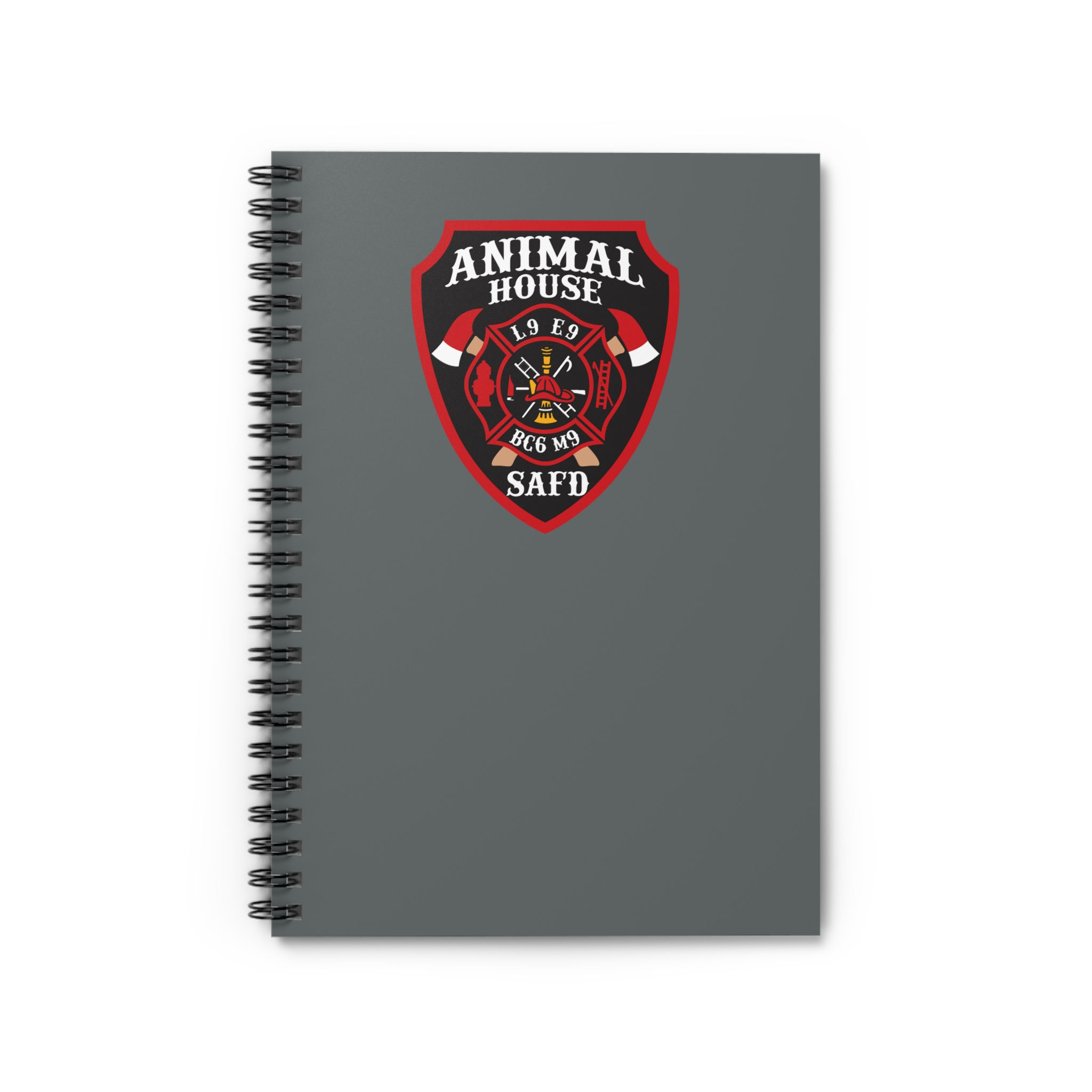 SAFD Station 9 Dark Grey Spiral Notebook - Ruled Line