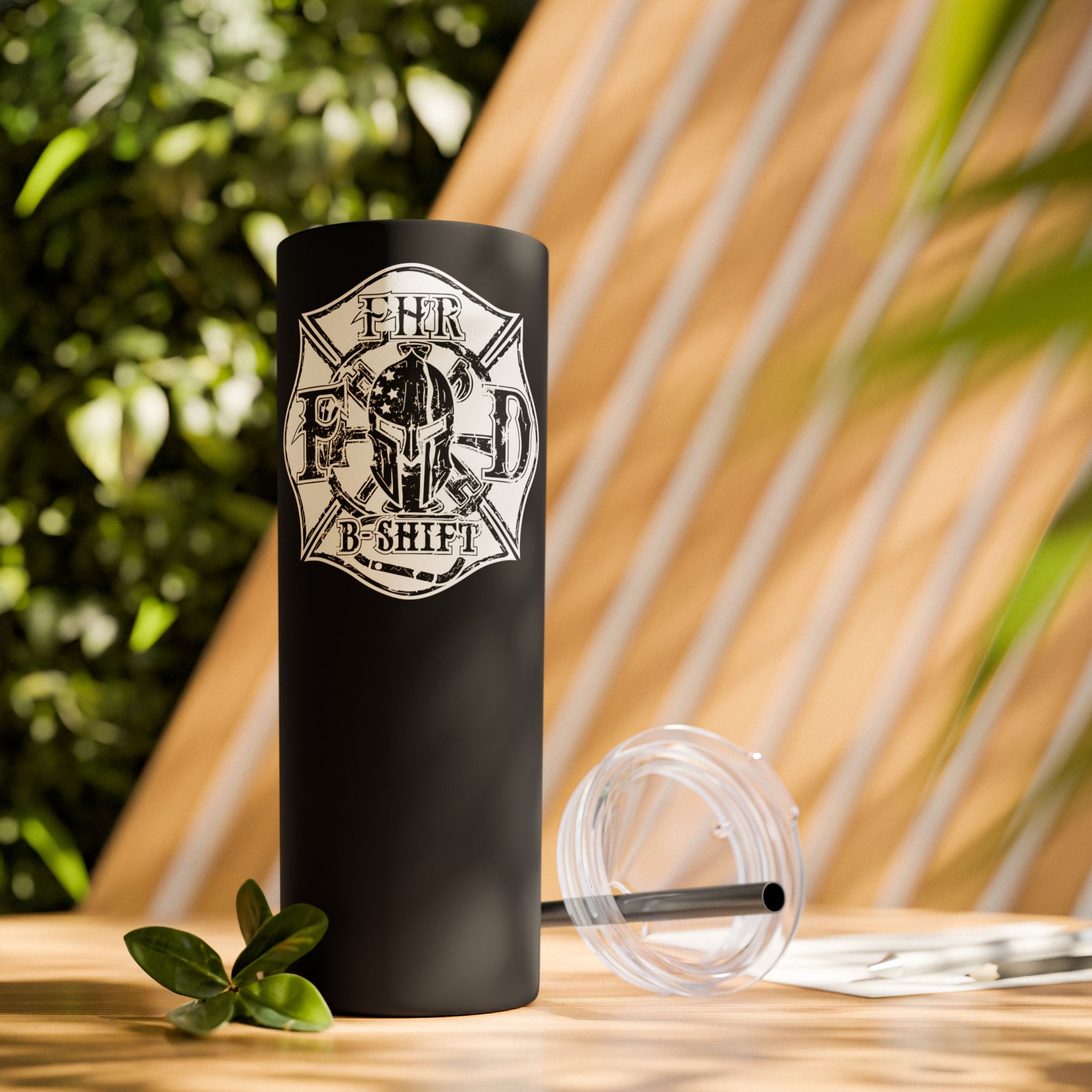 Flint Hills B-Shift Skinny Black Tumbler with Straw, 20oz