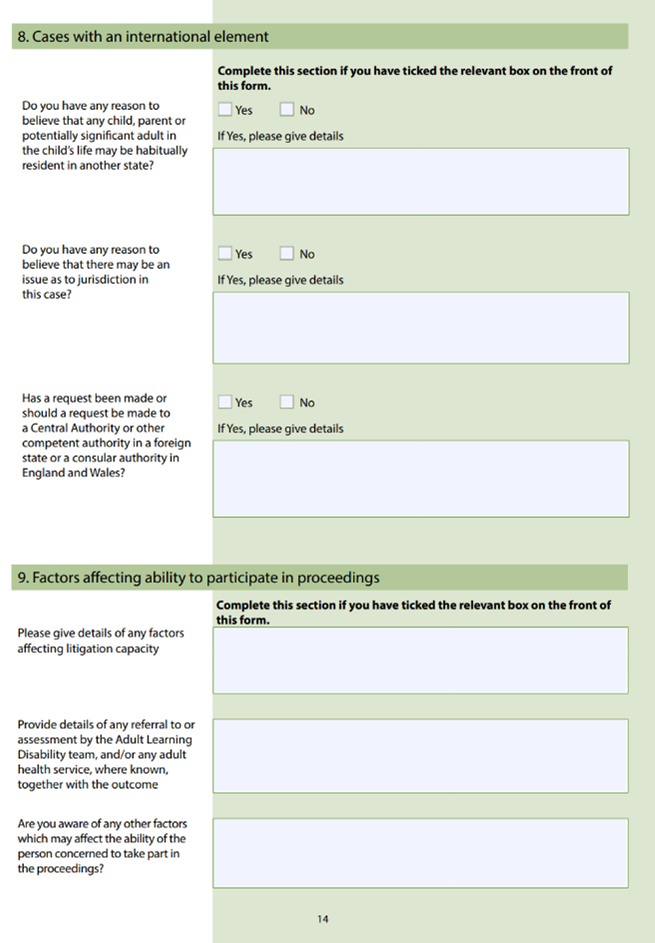 How to fill out page 14 of the c100 form