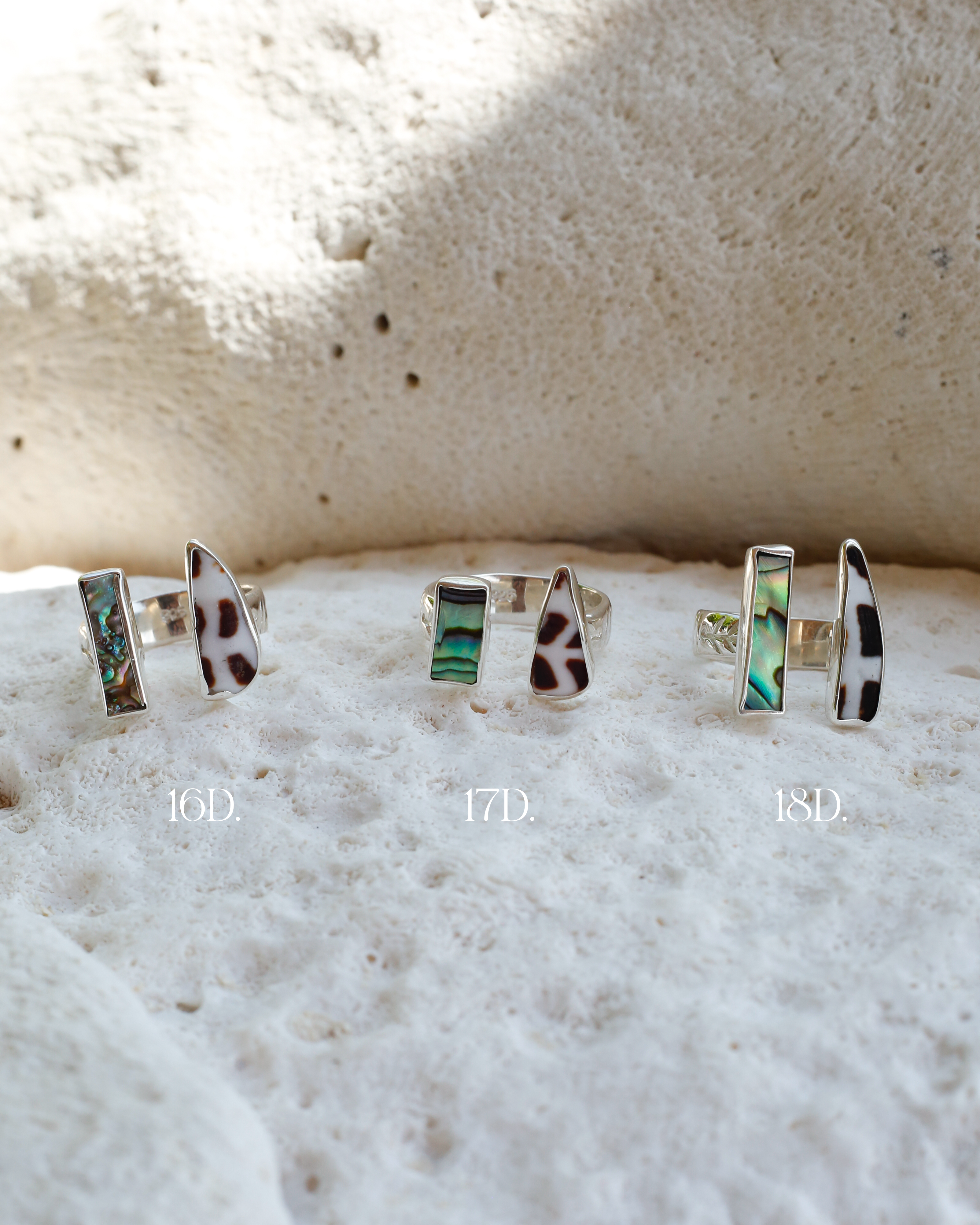 Hebrew and abalone silver ring