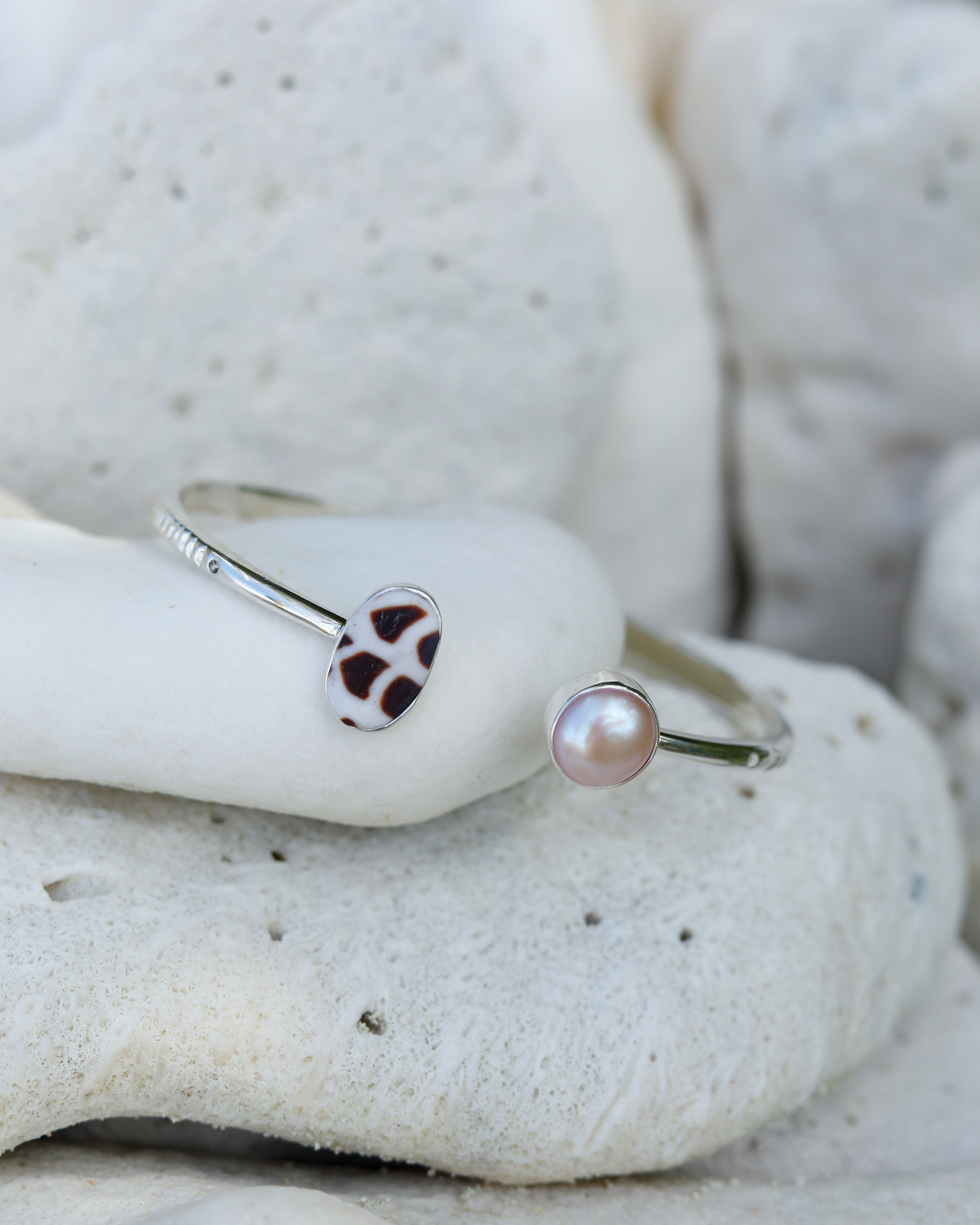 Silver Shell Pearl Cuff Bracelet