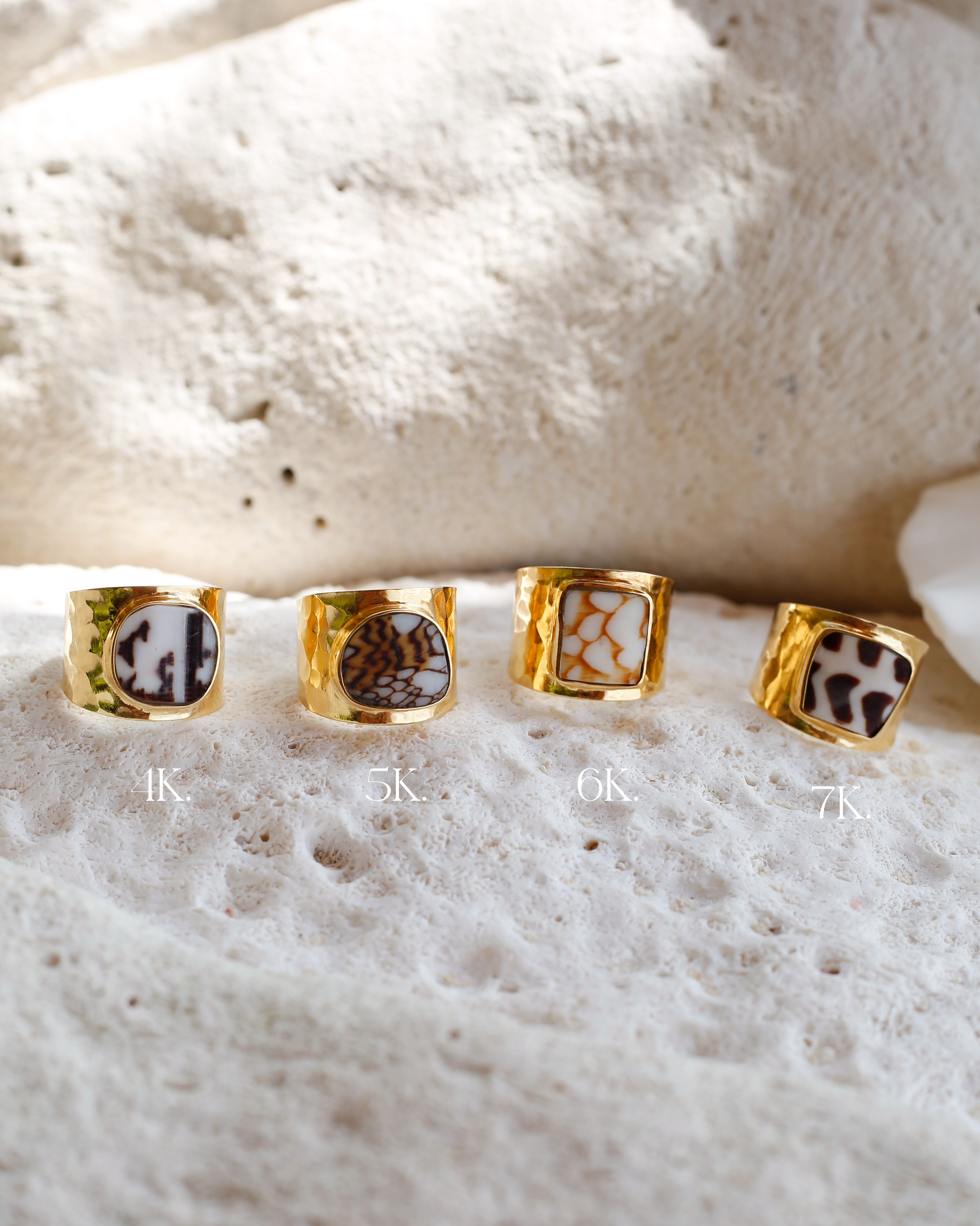 Gold boho shell ring