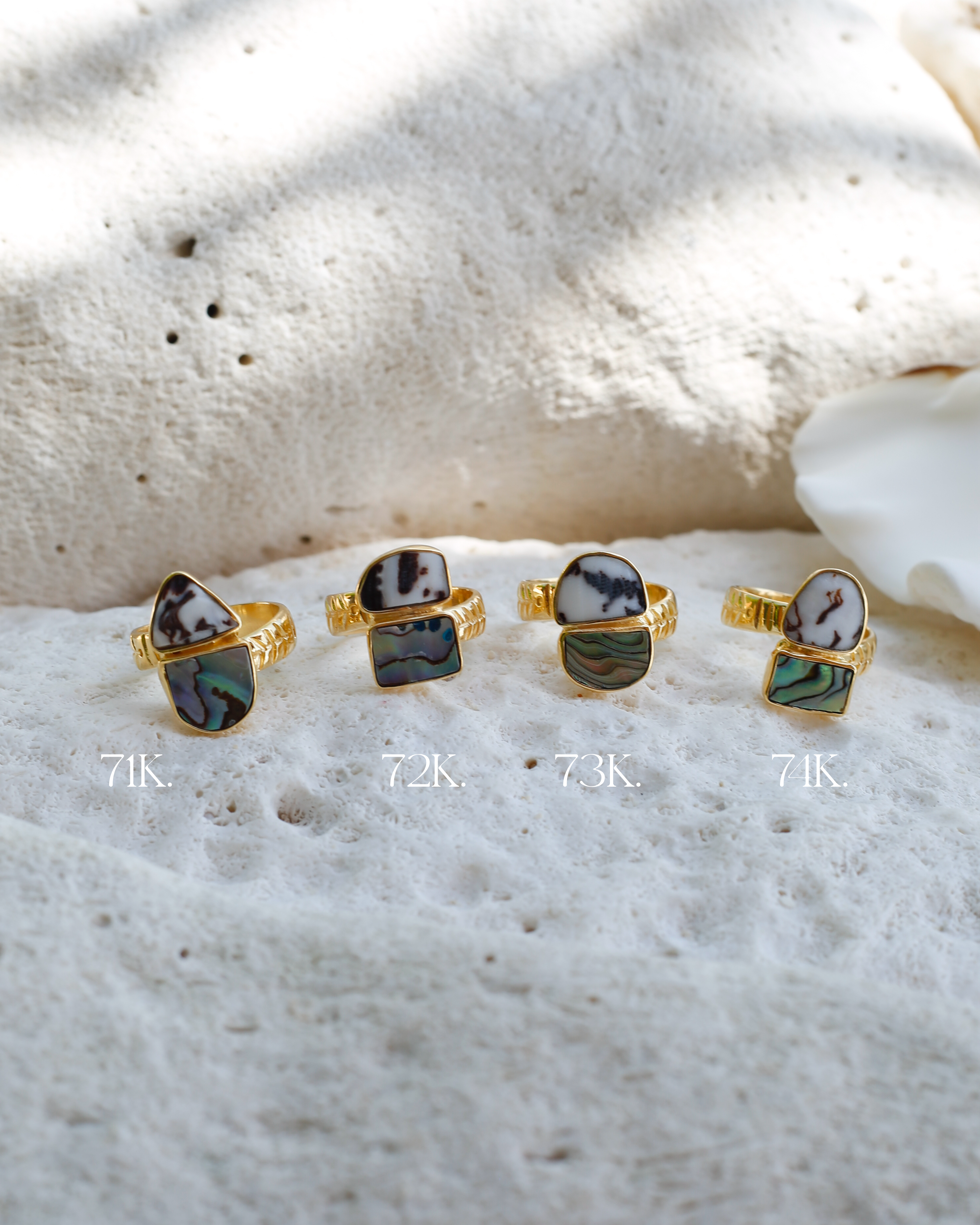 Double gold shell ring abalone - 72K