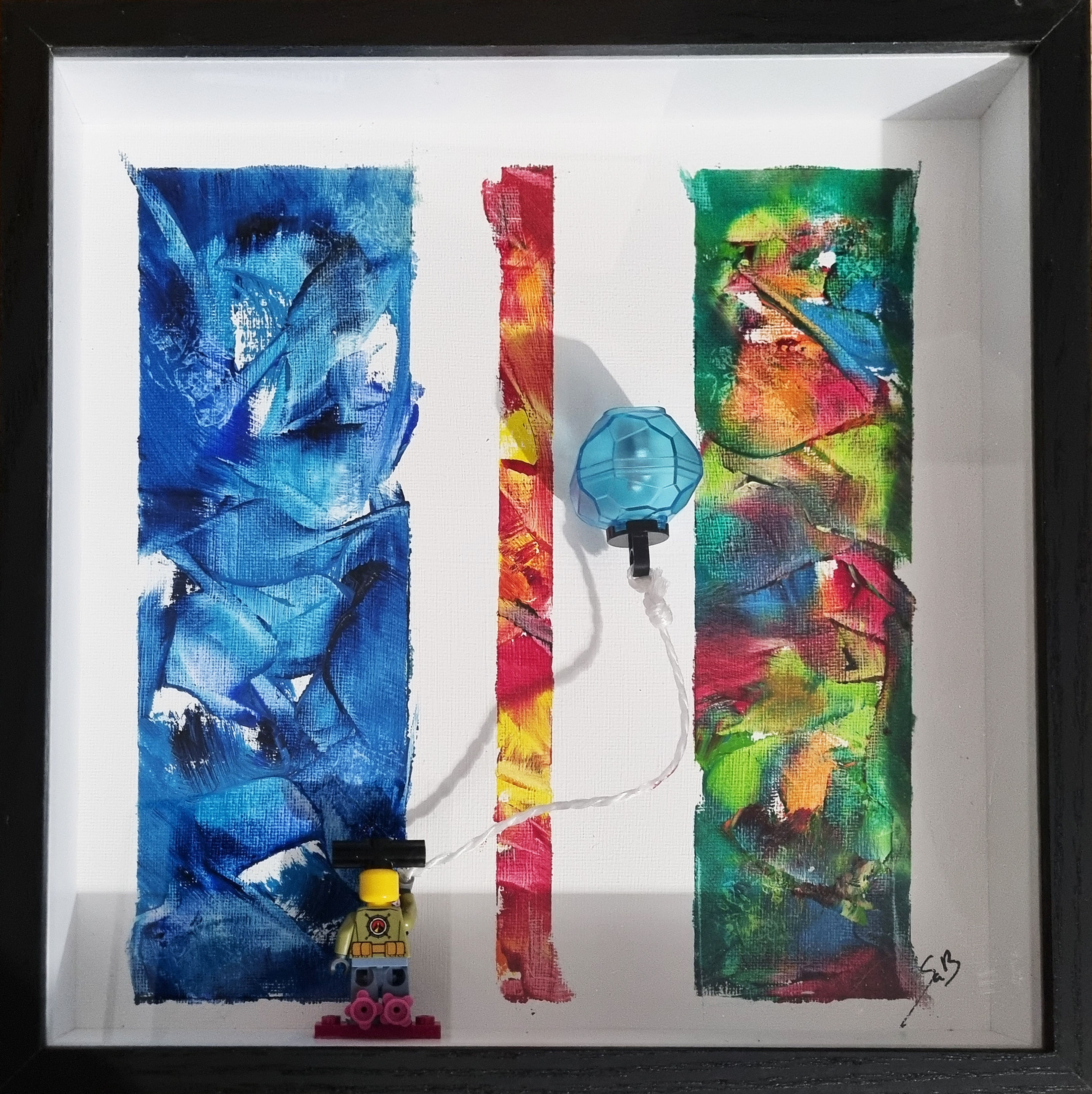 Le ballon - Huile sur toile 25 x 25 cm - Encadrée