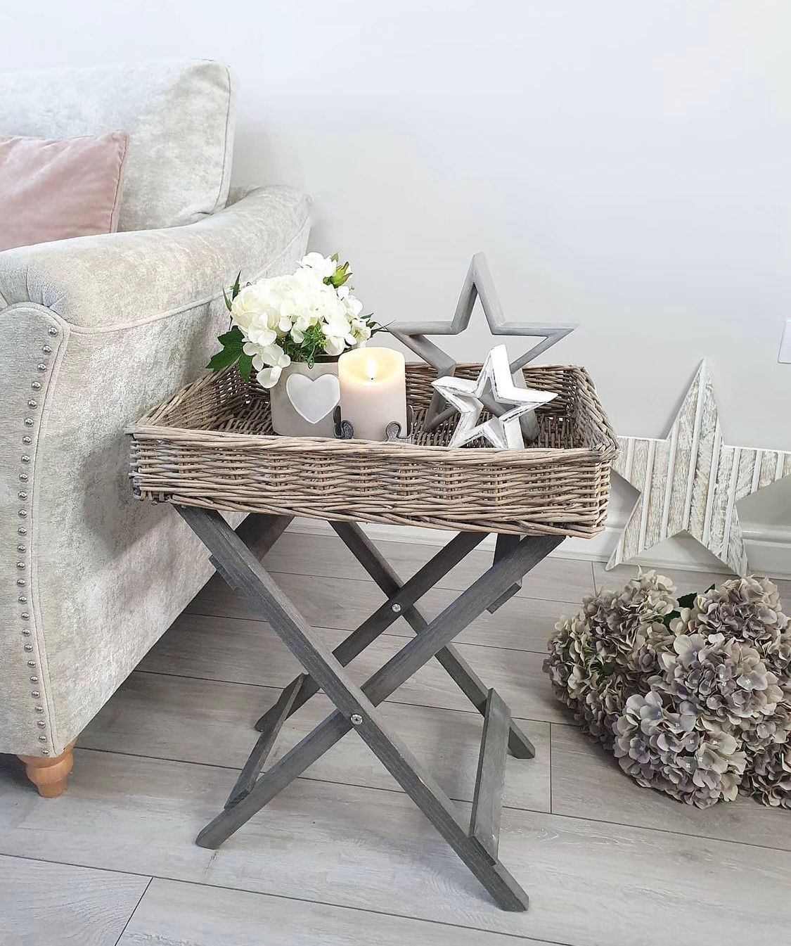 Wicker Tray Table 50 x 40 x 57.5cm