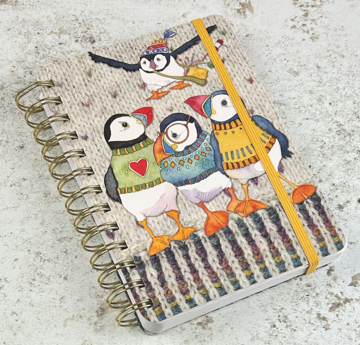 Emma Ball - Woolly Puffins medium WIRO Notebook with pockets