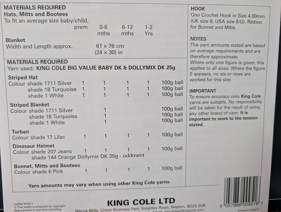Thumbnail: King Cole 5415 - Hats, Booties & Blanket - (Leaflet)