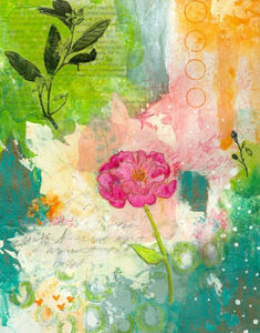 spring flowers mixed media artwork