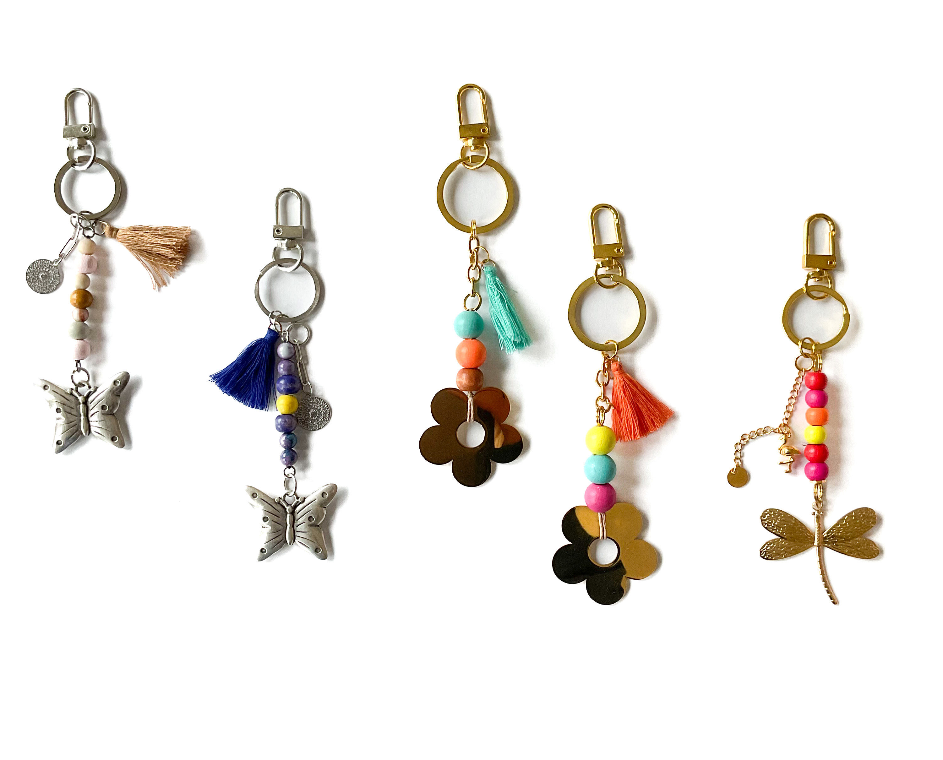 Handgefertigter Schlüsselanhänger, Schlüsselanhänger Blumen 