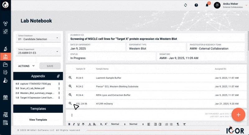 ELN software with integrated LIMS functionalitiesf