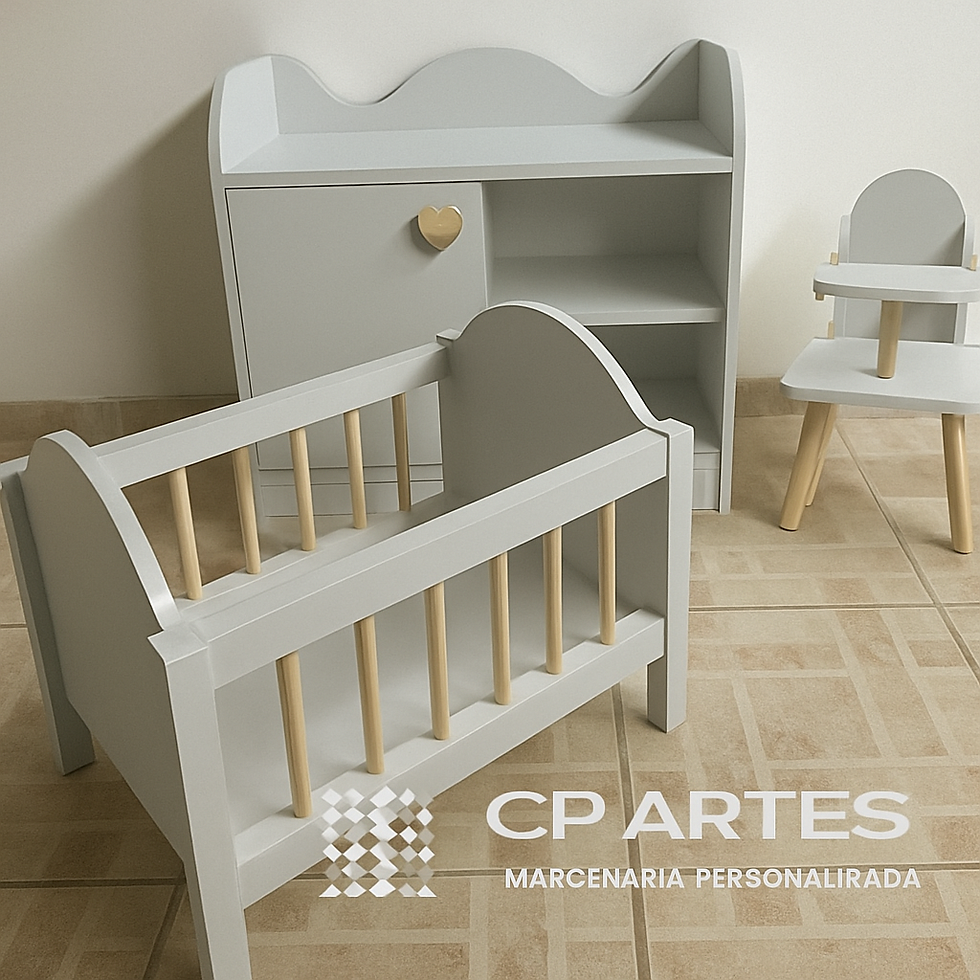 Miniatura: Kit Trocador, Berço, Cadeira Alimentação Boneca