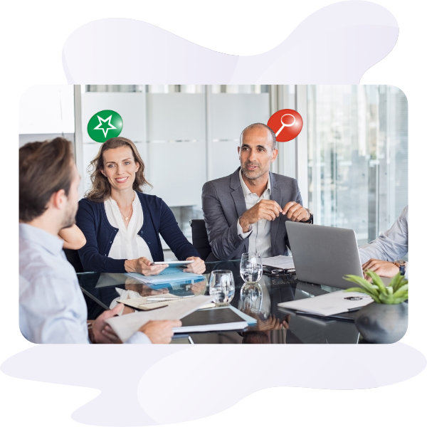 motivated business leaders in meeting showcasing their motivators