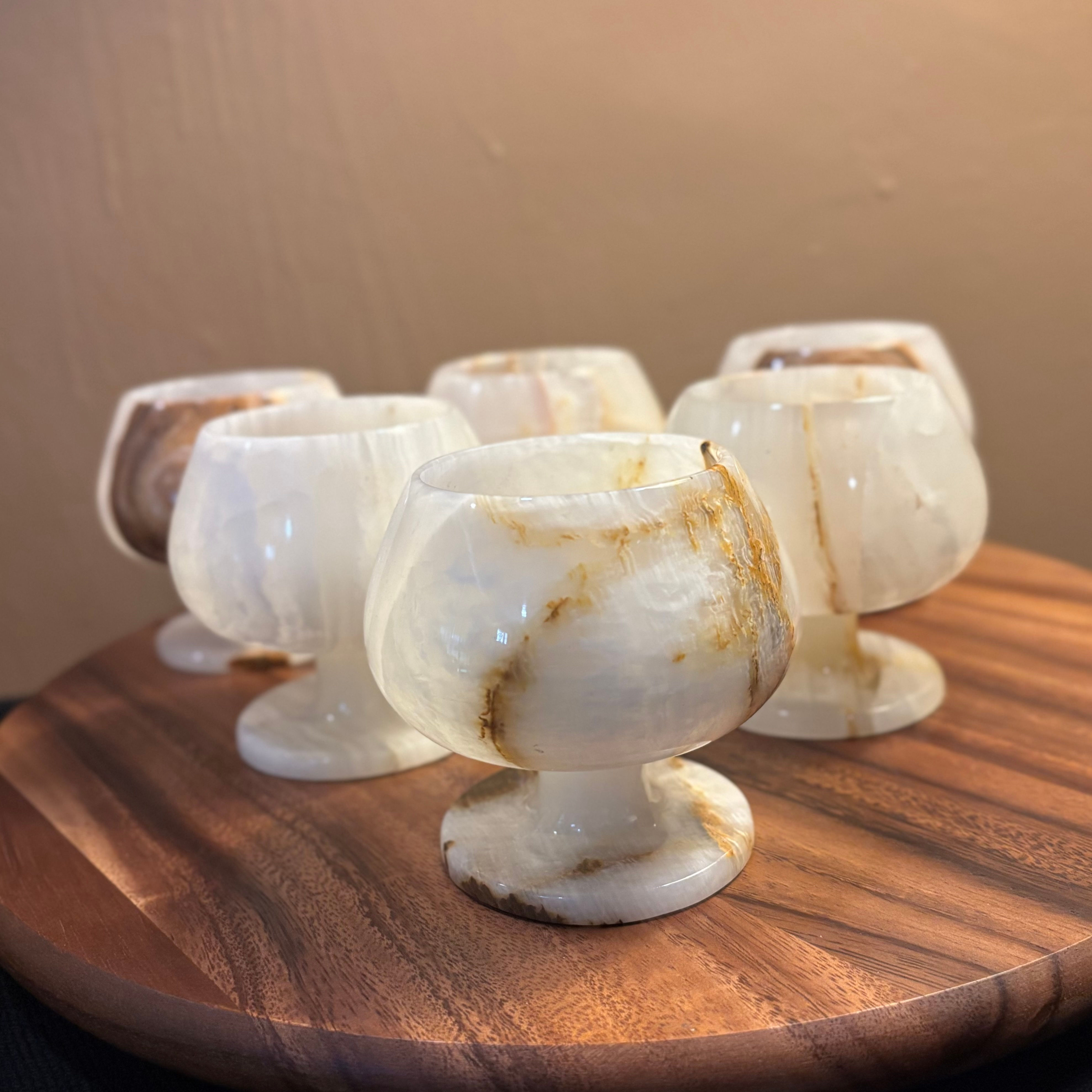 Wide Marble/Onyx Stone Goblets