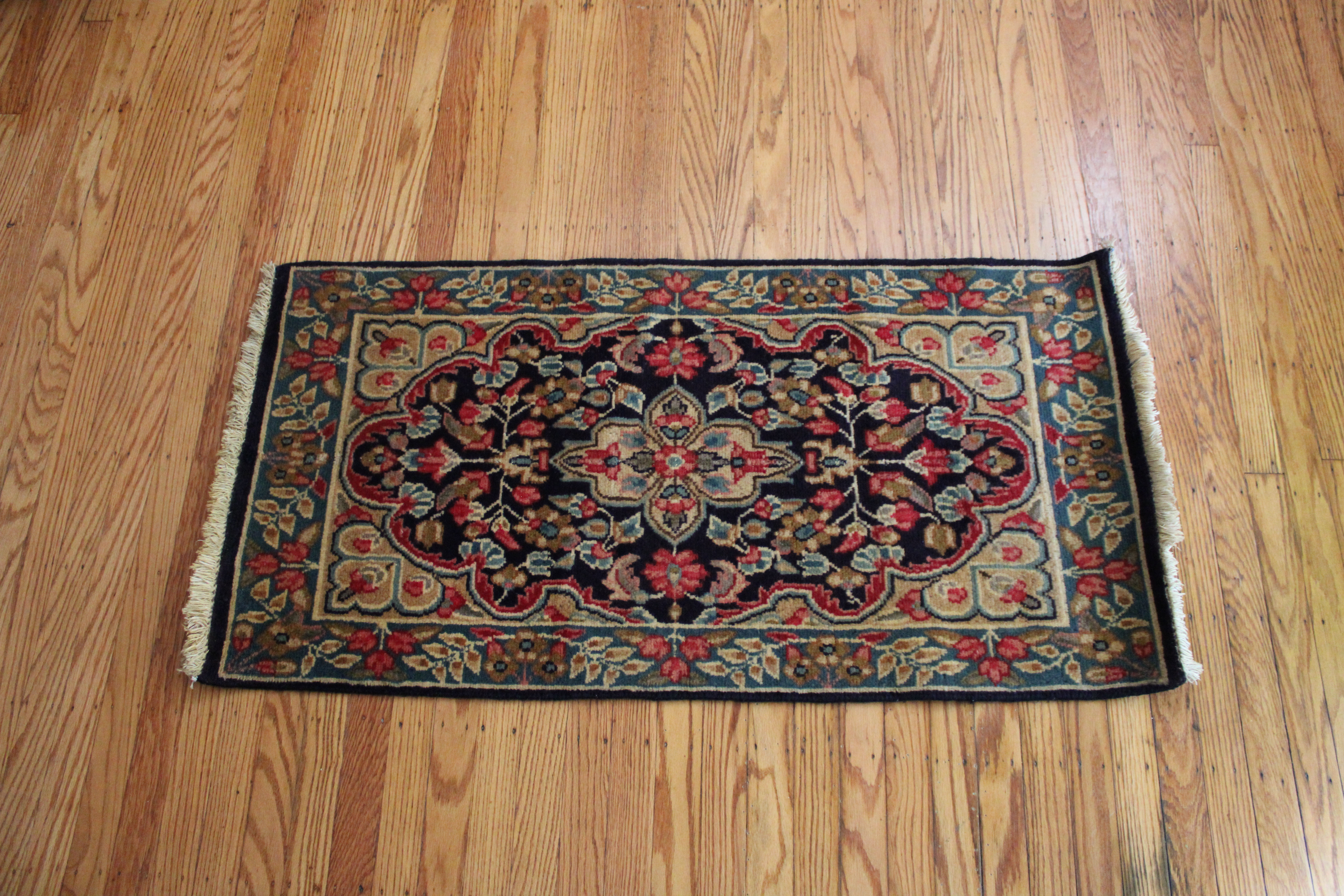 Pink and Blue Floral Rug