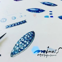 #빠베 #pavé #보석렌더링배우기 _#주얼리디자인 #주얼리디자인학원 _#블루 #조각세팅 #멜리다이아세팅 _#금속공예 #주얼리드로잉