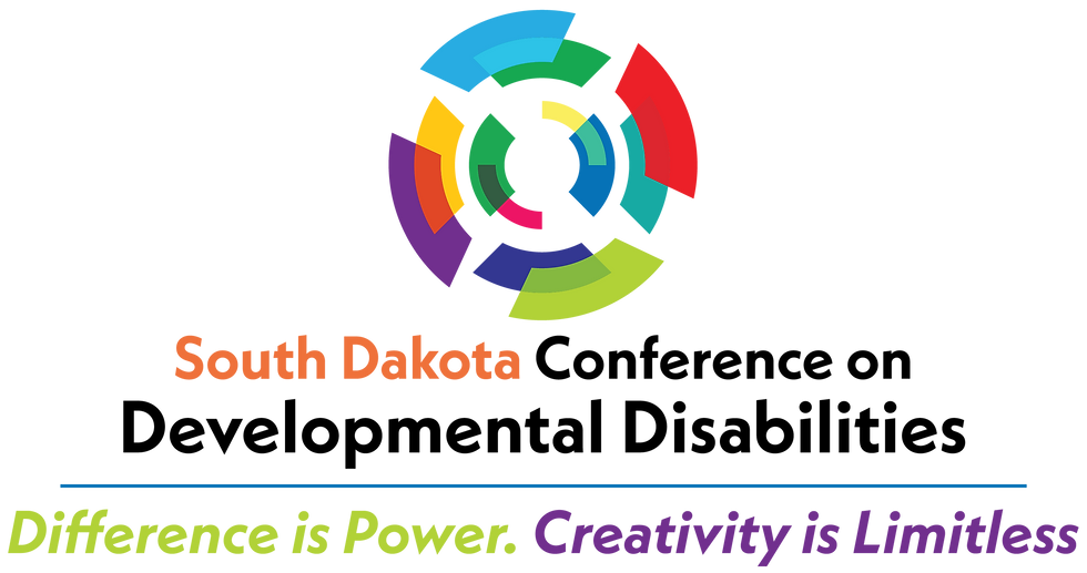 A logo with text says 'South Dakota Conference on Developmental Disabilities. Difference is Power. Creativity is Limitless.’