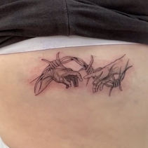 Fine line creation of Adam hands tattoo by Melinda, Rose & Thorn Tattoo Studio Toowoomba