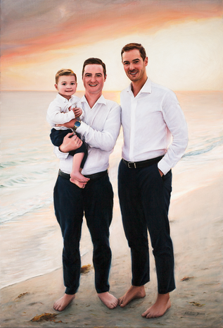 realist figurative oil painitng of three boys by the artist Alastair Brown