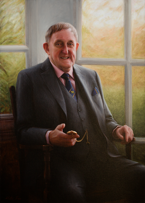 oil painting portrait of Dr E Neville Brown founder of Maple Hayes Hall School

oil painting commission 