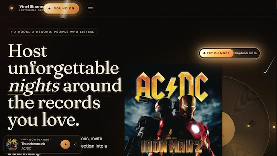 Vinyl Room vinyl listening session platform headless website
