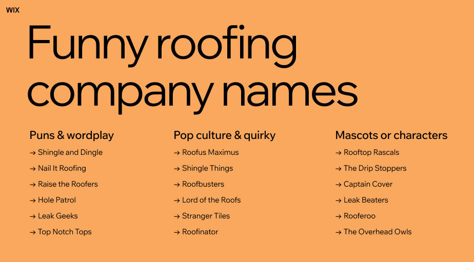 funny roofing company names