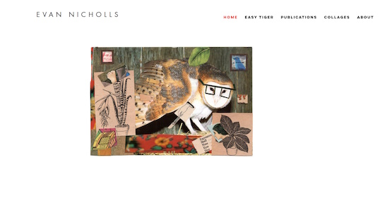 Evan Nicholls poet and collage artist website example