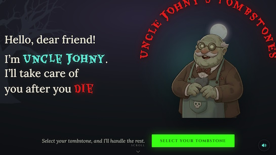 Uncle Johny's Tombstones custom tombstone ecommerce headless website