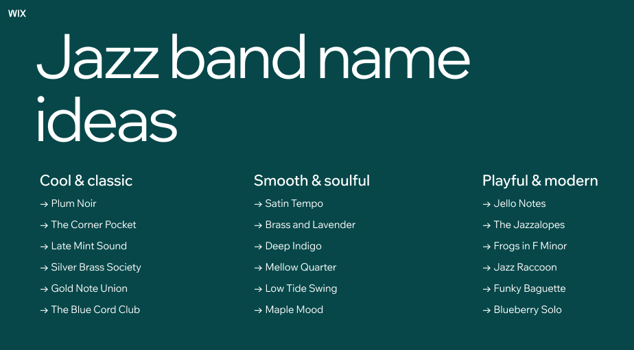 jazz band name ideas