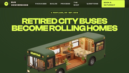 Bus Conversions bus to motorhome conversion headless website