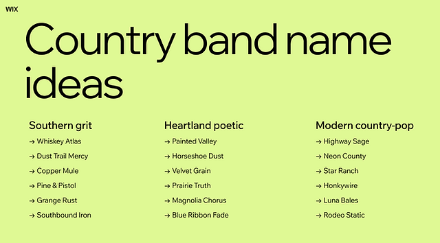 country band name ideas