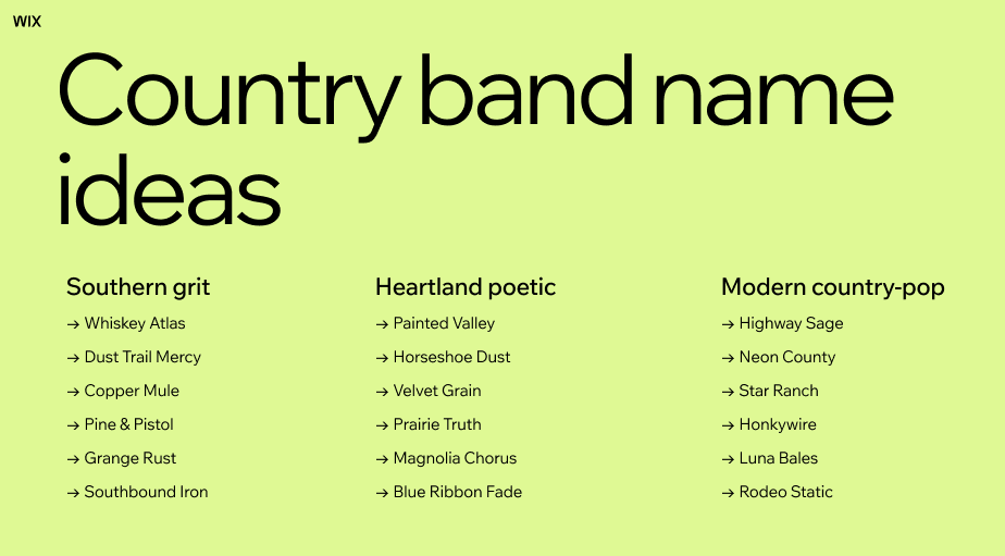 country band name ideas