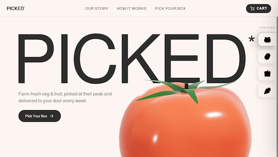PICKED custom produce box subscription headless website