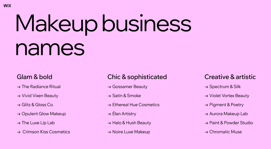 makeup business names