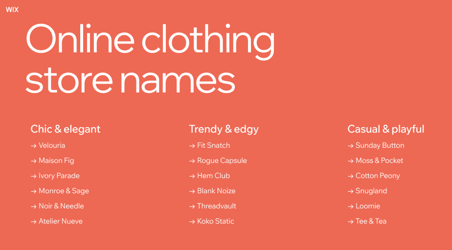 online clothing store names