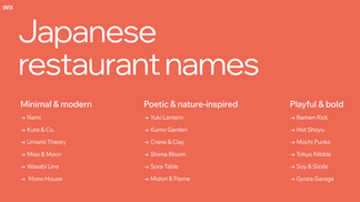 Japanese restaurant name ideas