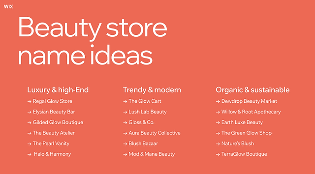 beauty store name ideas