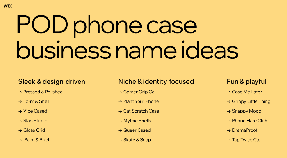 print on demand phone case business name ideas
