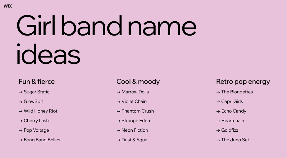 girl band name ideas