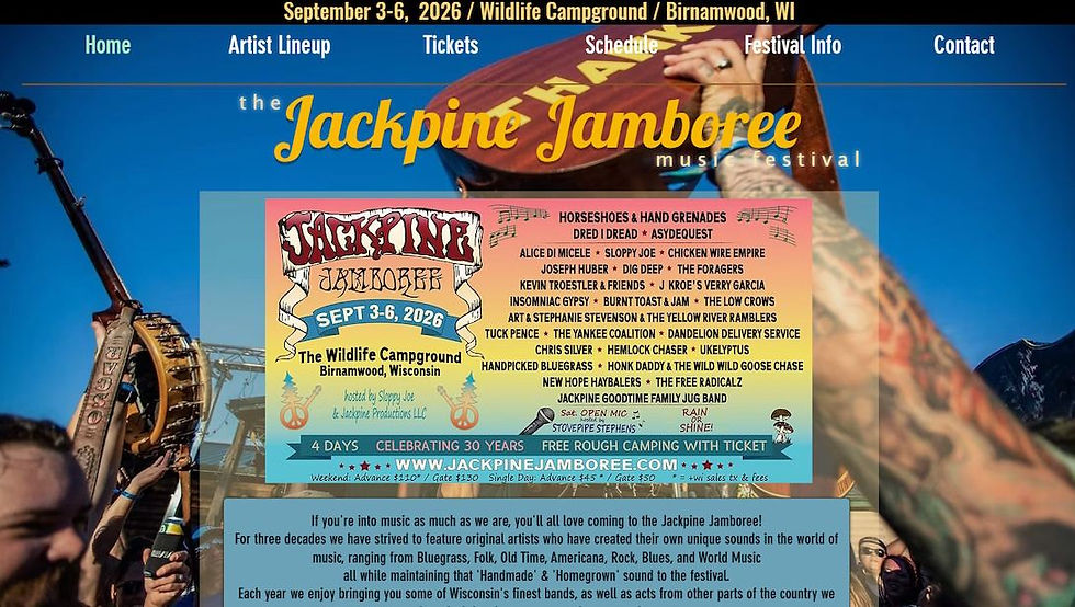 camping music festival website example
