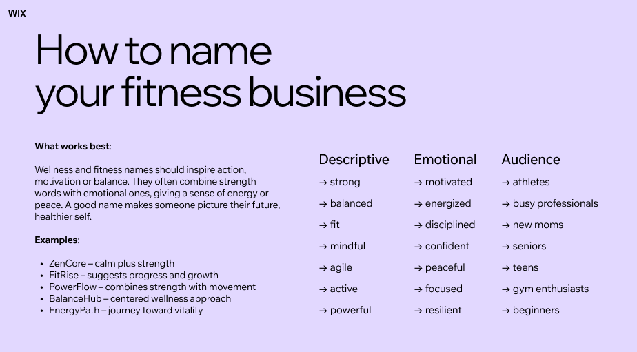how to name a fitness business