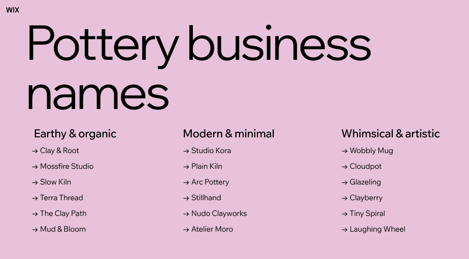 pottery business names