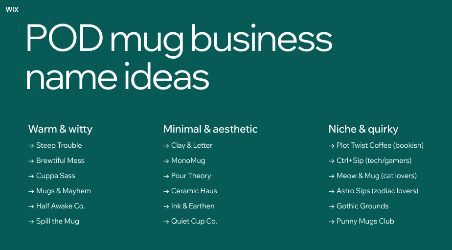 print on demand mug business name ideas