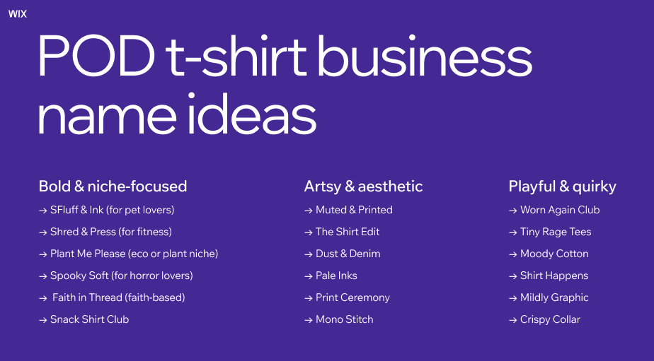 print on demand t-shirt business name ideas