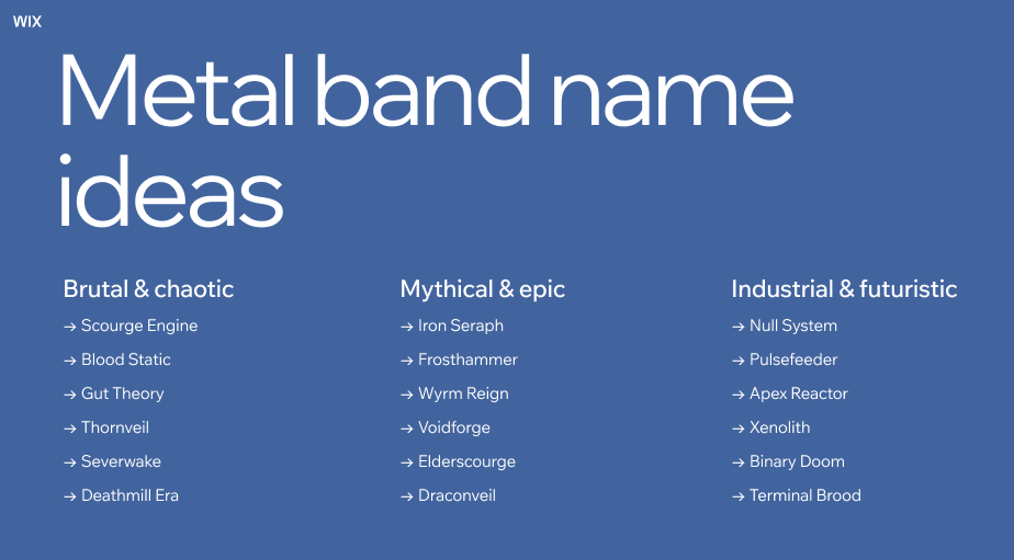 metal band name ideas