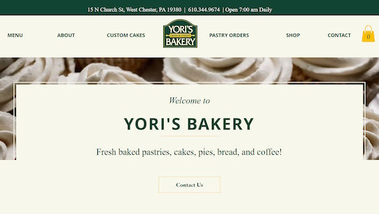 Yori's Bakery website example