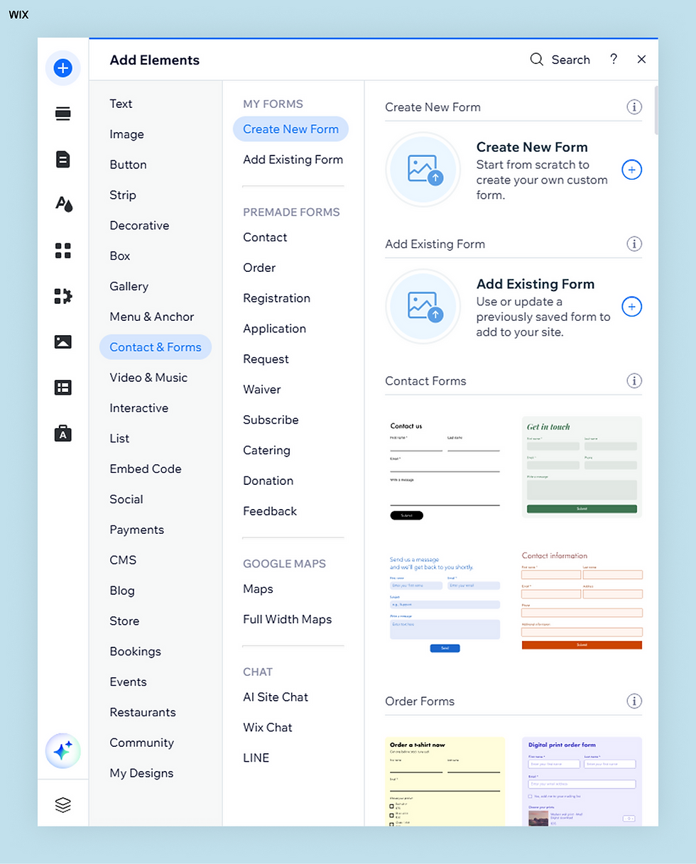 wix forms, key features, easy form creation