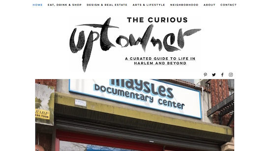 Upper Manhattan lifestyle blog website example