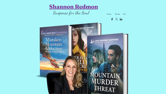 Shannon Redmon romance suspense author website example