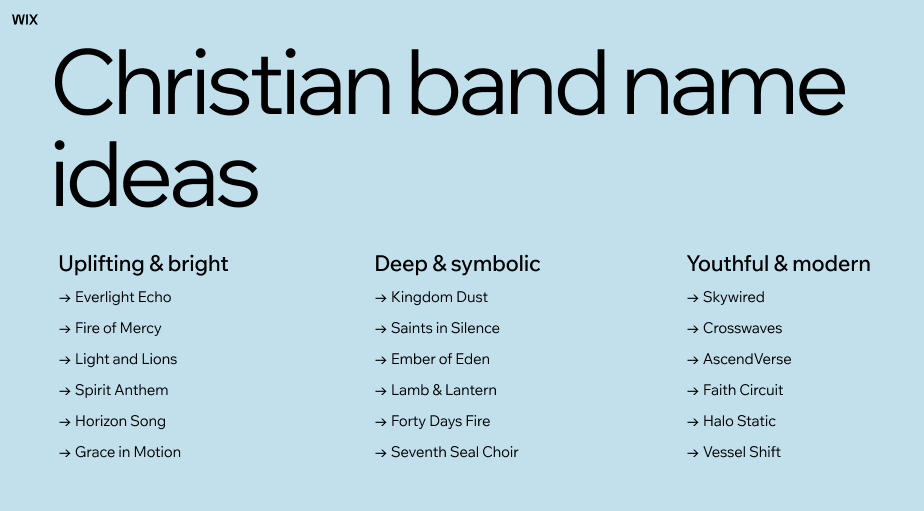 christian band name ideas