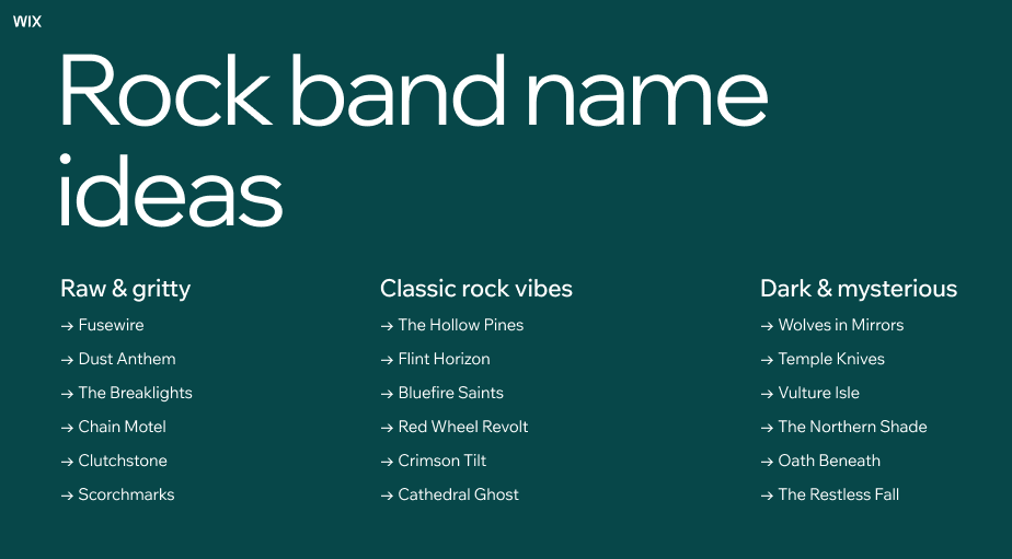 rock band name ideas